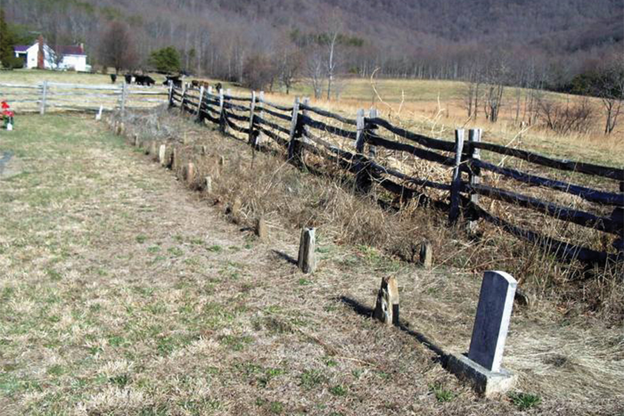 Twenty Puckett infants are buried in the graveyard near where John first built a cabin for Orelena. The babies lie in one long row. Most of their resting places are marked by simple field stones, one at the head, one at the foot, barely three feet apart.