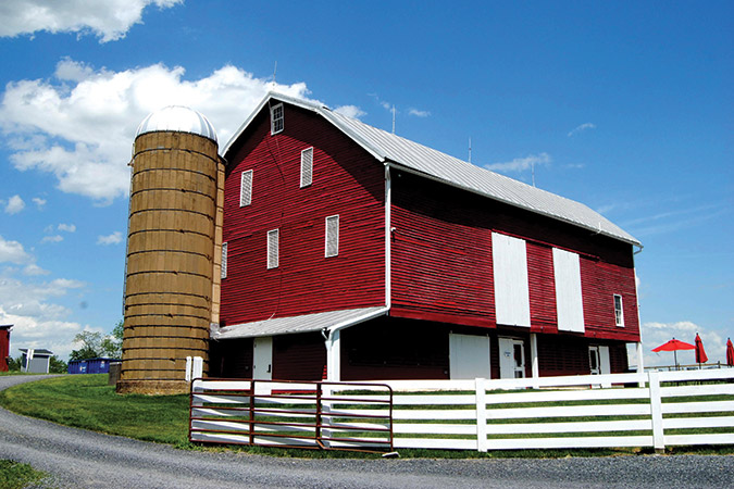The bank barn at Virginia’s Belle Grove Plantation is now the Beverley B. Shoemaker Welcome Center.