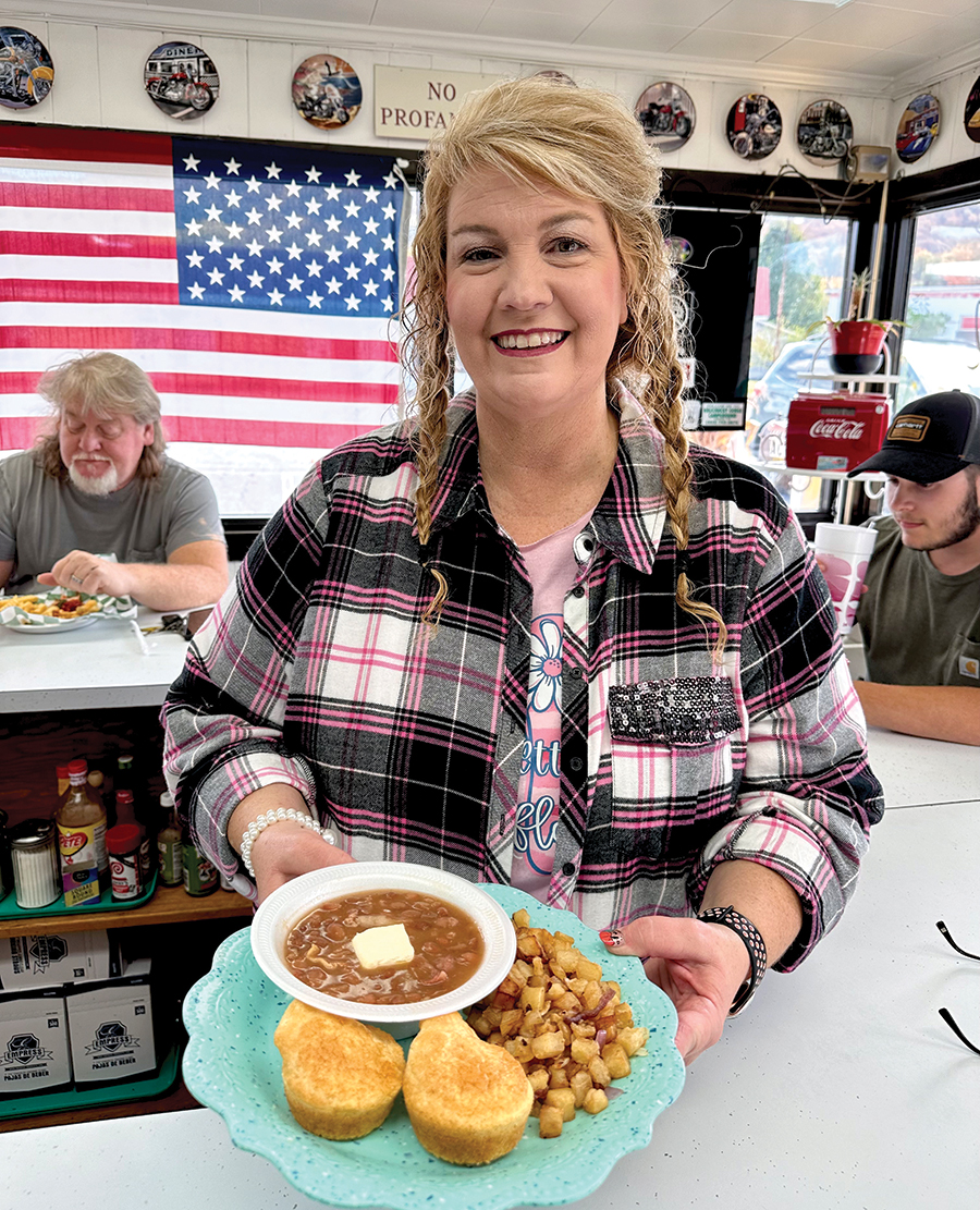 Malissa Harris serves up soup beans, cornbread and fried potatoes at The Dari Ace.