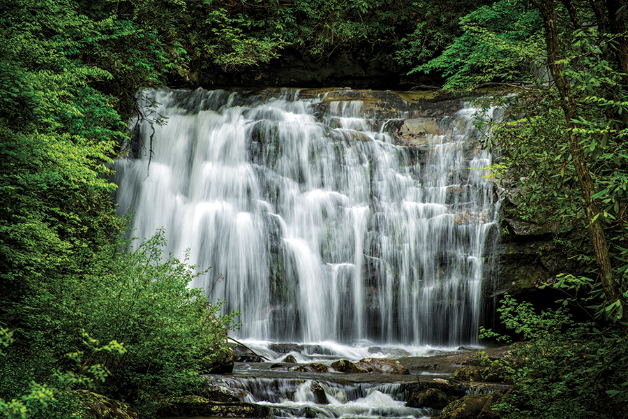 Meigs Falls runs full after a good spring rain.