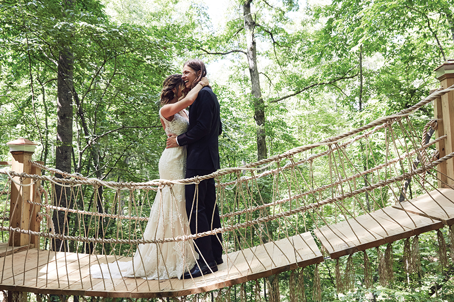 Sweethearts say “I do” at The Majestic Treehouse, part of the Bolt Farm in Walhalla, South Carolina.