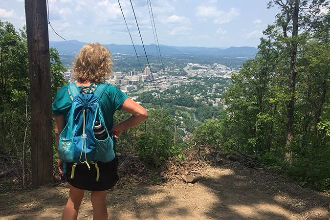 June 2, ’19: The trails of Mill Mountain provide lots of overlooks down onto Roanoke City.
