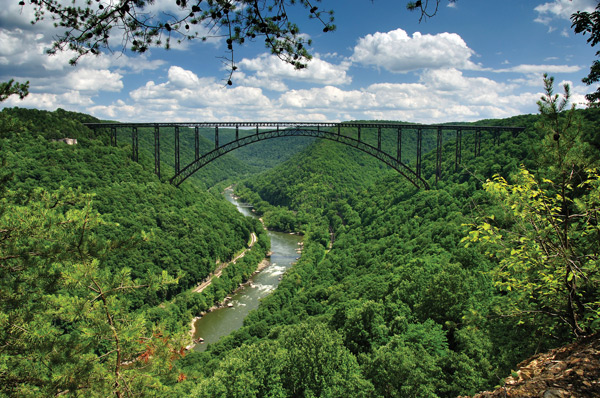 The steel-arch bridge over the New River near Fayetteville, W.Va., is 3,030 feet long, the third-longest steel-arch bridge in the world.