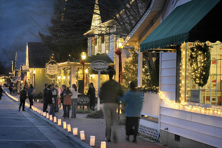 Some 2,500 candles light the streets of Dillsboro, North Carolina, each winter.