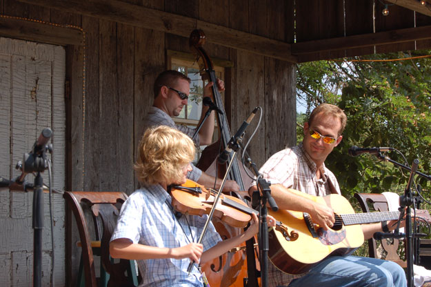 Adam Larkey performs with his father Eric at FloydFest 2008, on the Virginia Foundation for the Humanities stage.