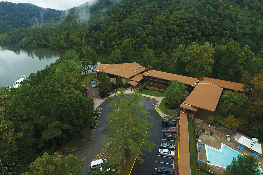 Jenny Wiley State Resort Park, in Prestonsburg, Kentucky, features a 
large lodge.