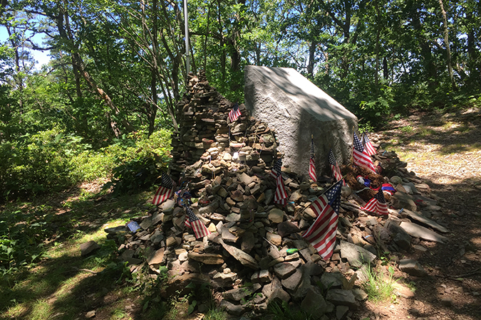 June 14, ’19: The Audie Murphy Monument is always taking on more stones and mementoes.