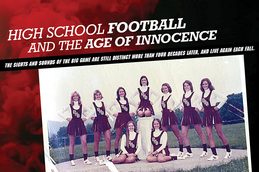 The 1975 Bluefield Beavers cheerleaders included co-captain Harriet Michael (seated right) and her friend and captain, Karen Noble (seated, left), who was murdered three years later.