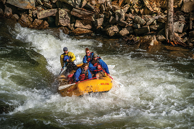 Nantahala Outdoor Center, southwest of Bryson City, offers great paddling.
