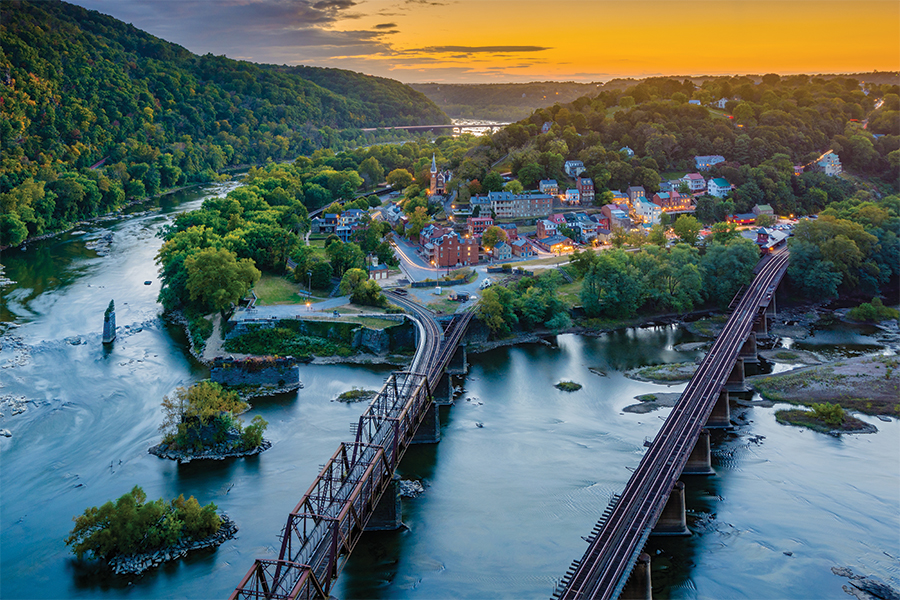 The Appalachian Trail walk into  Harpers Ferry, West Virginia, is a delight from either direction.