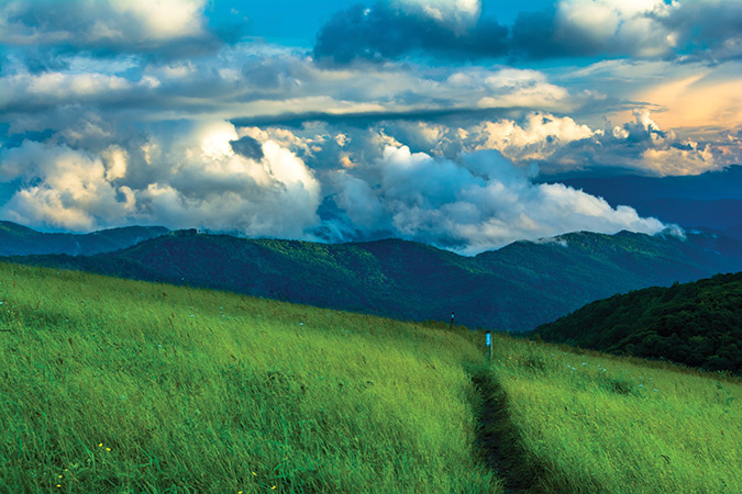 Max Patch: Take Exit 7 from I-40 E, then take Cold Springs Creek Rd., which turns into Harmon Den Rd. to North Carolina State Rte 1182, where the Max Patch parking area will be on the right. Follow the trail for .8 mile to the top of Max Patch and a connection to the Appalachian Trail. Max Patch offers of 360-degree views over a span of 350 acres in the Pisgah National Forest.