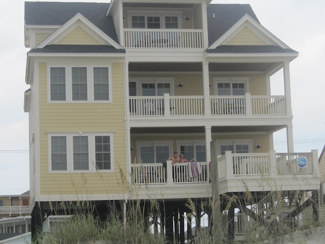 Ben and Gail on one of the three ocean-facing porches at Seascape, the house at Garden City Beach, S.C. 8/10-8/17, 2013
