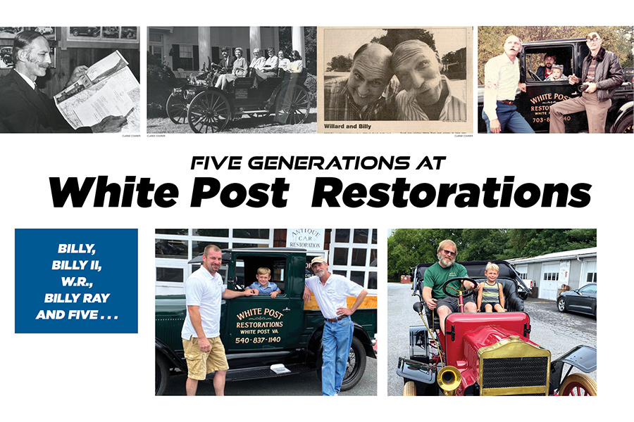 Clockwise from top left: 

1. Billy Thompson II is proud to see  tiny White Post finally listed on the 1984 Virginia Highway map. 

2. Billy Thompson II gives an auto tour of local historic homes in 1983. 

3. Billy Thompson II hams it up with television celebrity Willard Scott in 1989. 

4. Billy II, W.R. III and young Billy Ray IV strike a pose with Uncle Albert in front of the company’s restored 1931 Model A, circa 1987.

5. Five helps staff with quality assurance inspections.

6. Billy Ray IV, Five and W.R. III with the company’s 1931 Model A shop truck.