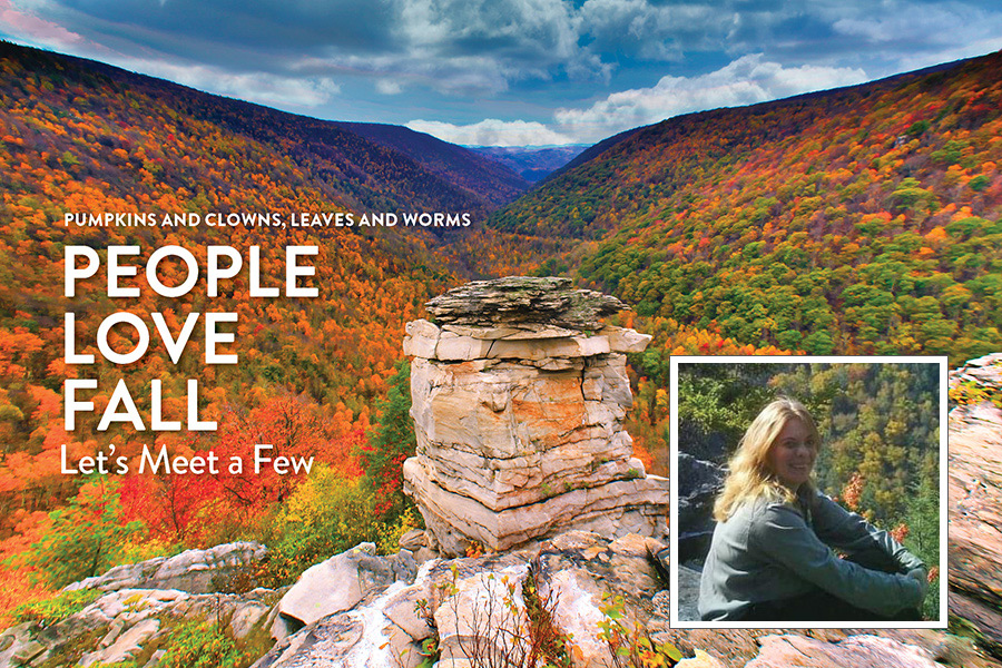 Blackwater Falls State Park, West Virginia, serves as both a place of employment and as a hobby for area native Paulita Cousin (inset).