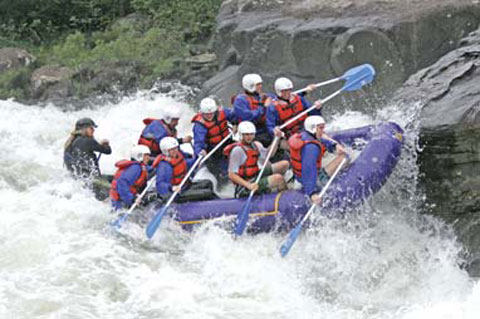 Pulling a high side. The crew tries out the technique on the not-so-soft Pillow.