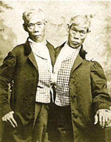 This photo, probably taken in 1865, captures the twins as they planned a tour in 1866 to recoup money lost during the Civil War. The Bunkers died in 1874.