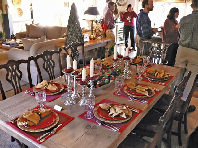 The dinner table, set.