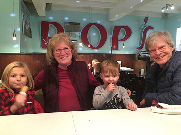 Eloise and Andy finish up cones will Gigi and Papa grin in anticipation of the pint they’ll bust out once the smaller people are asleep.