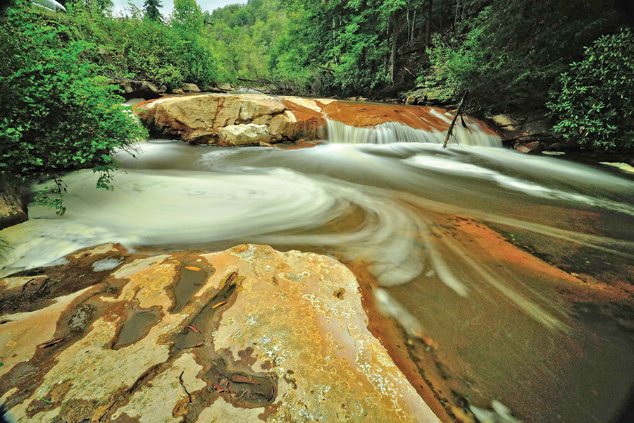 This falls is one of the sights along the North Fork of Blackwater River, along the Blackwater Canyon Trail.