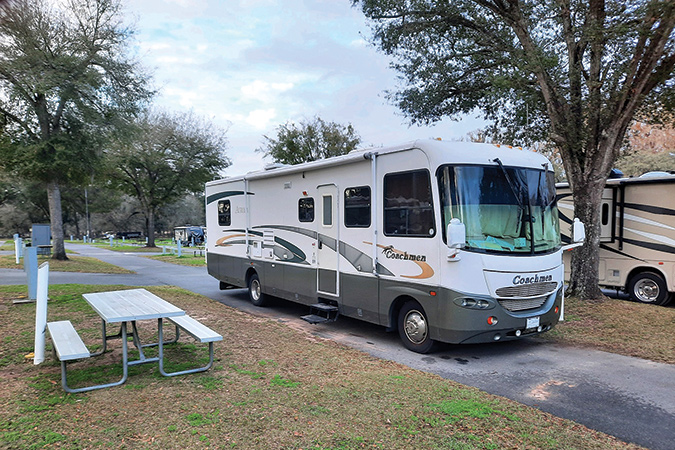 One of the lures of a motorhome RV is the convenience of everything being contained 
in the vehicle.