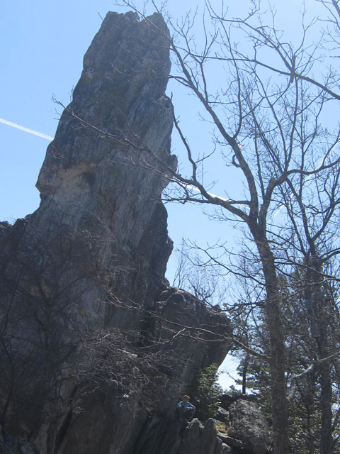 The Dragon's Tooth formation hides Matthew pretty well.