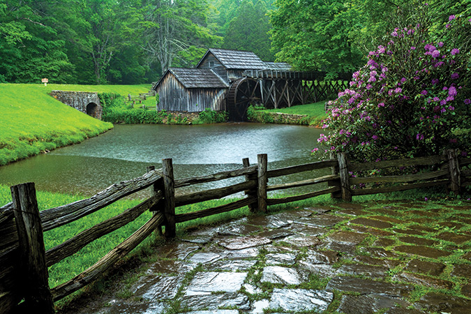 Mabry Mill is a popular attraction along the Blue Ridge Parkway in Floyd County, Virginia, at Milepost 176. Quiet walking trails, a blacksmith shop and a sawmill are also at this location. The scenic beauty draws people from all over the globe.