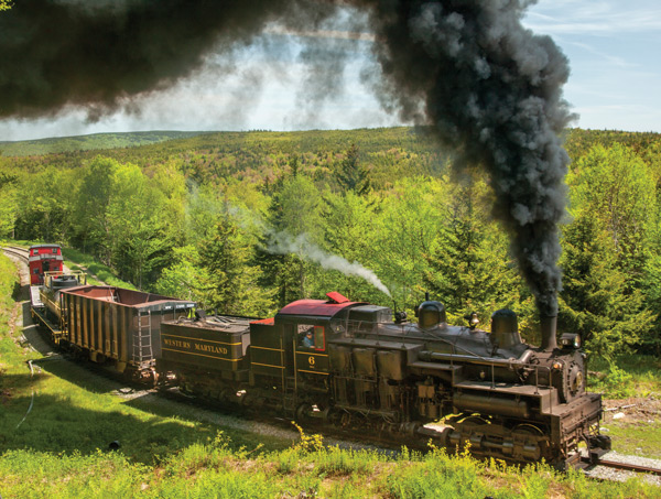 Shay #6 hauls freight to Bald Knob.