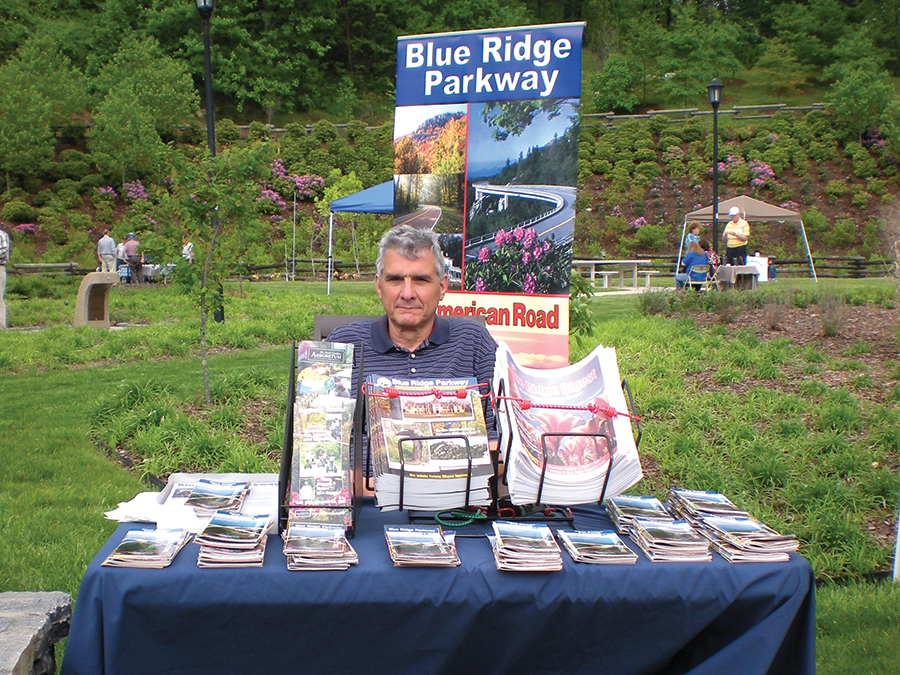 Tom Hardy shows off his wares at a National Tourism Week event at the I-26 Welcome Center in Mars Hill, North Carolina.