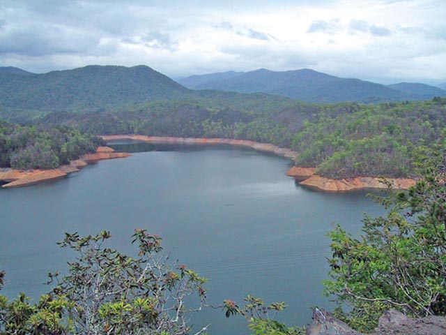 The pretty water body is surrounded by a series of four loop trails that total 42 miles of great riding.