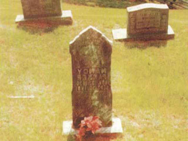 The grave site of daughter Nancy. She was buried under the name of her first husband.