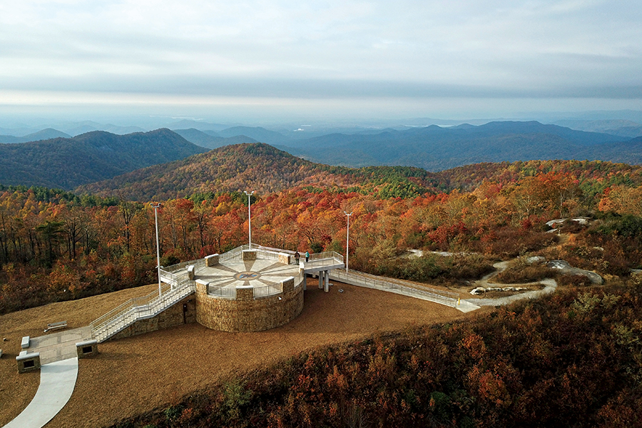 Sassafras Mountain, Pickens County, South Carolina, offers a short walk to great views from the observation tower.