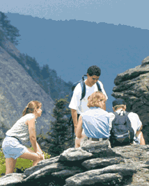 Hikers on Grandfather Mountain