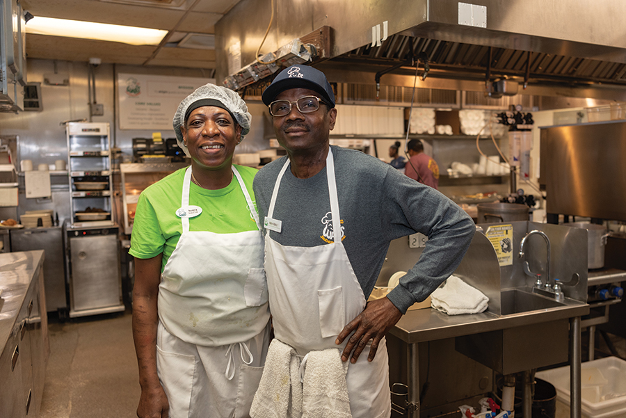 Sonya Hunter and Ray Pearson, each with over 25 years of service at Wade’s, made the trip to Chicago to receive the James Beard award.