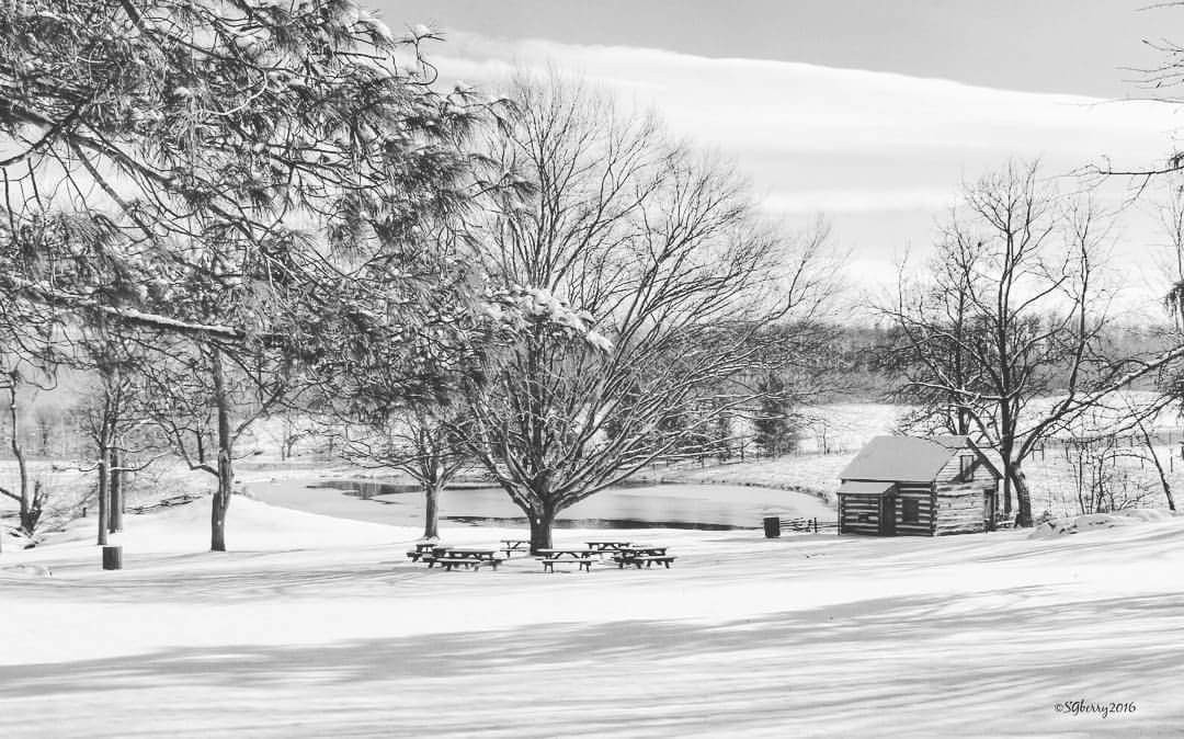 A Beautiful snowy day at Cyrus McCormick Farm. Raphine, Va.