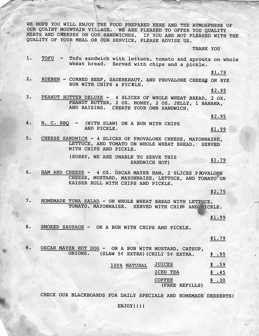 The former deli at Valle Crucis dished up simple yet savory treats.