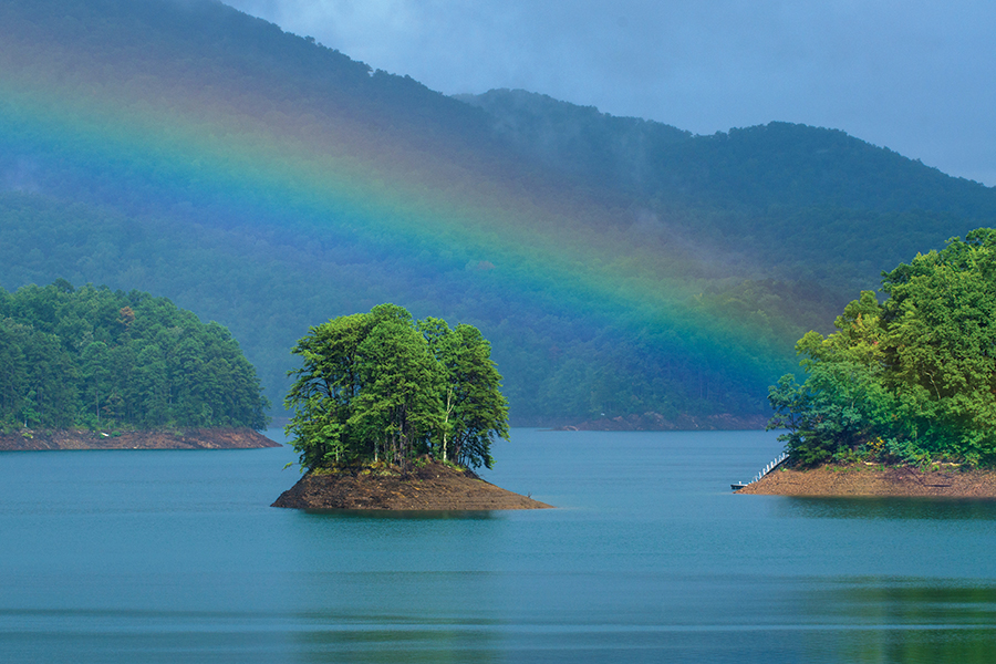 Fontana Lake, North Carolina, is held by the tallest dam east of the Mississippi River.