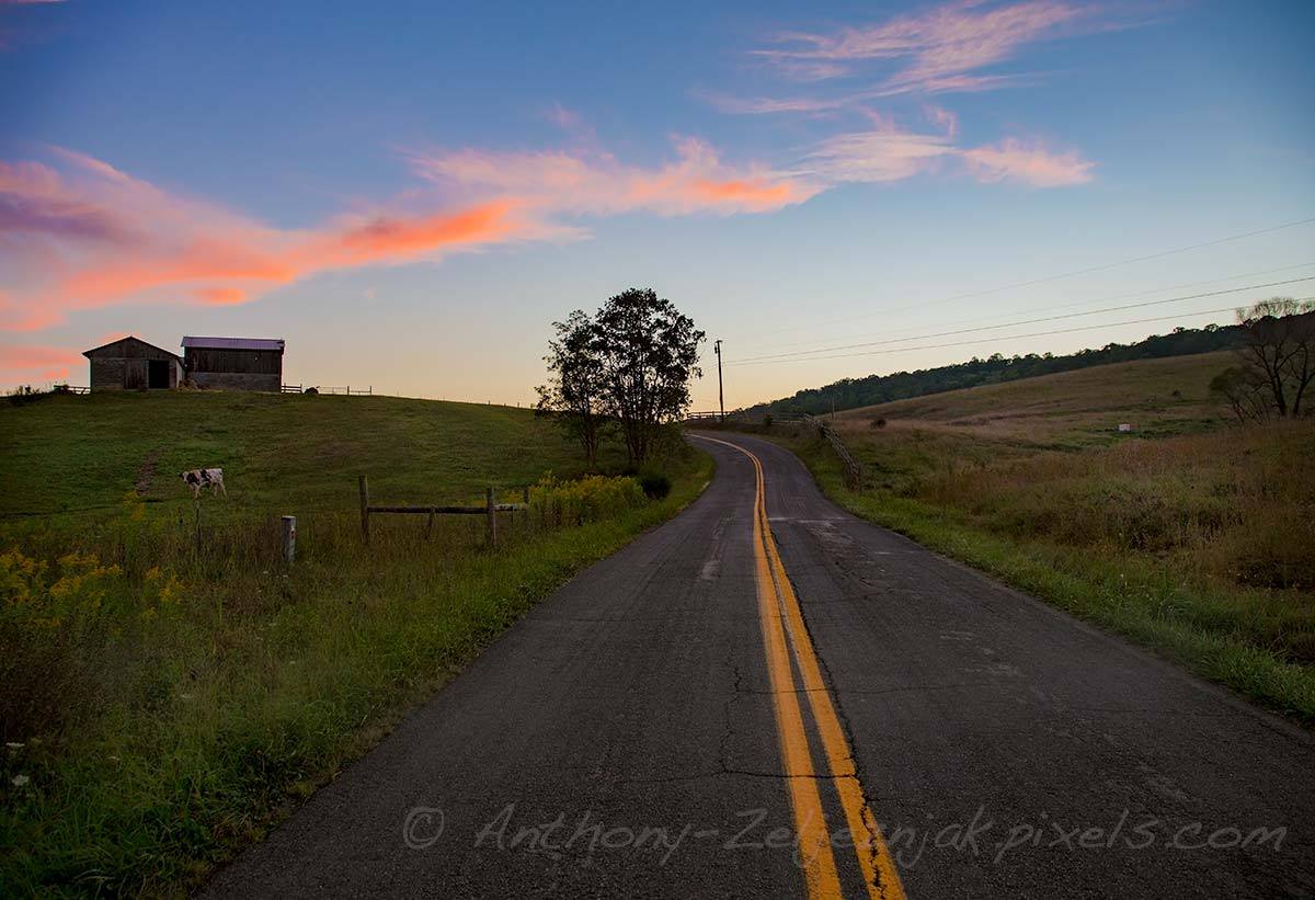 Sunset on Catawba Road, Montgomery County, VA.