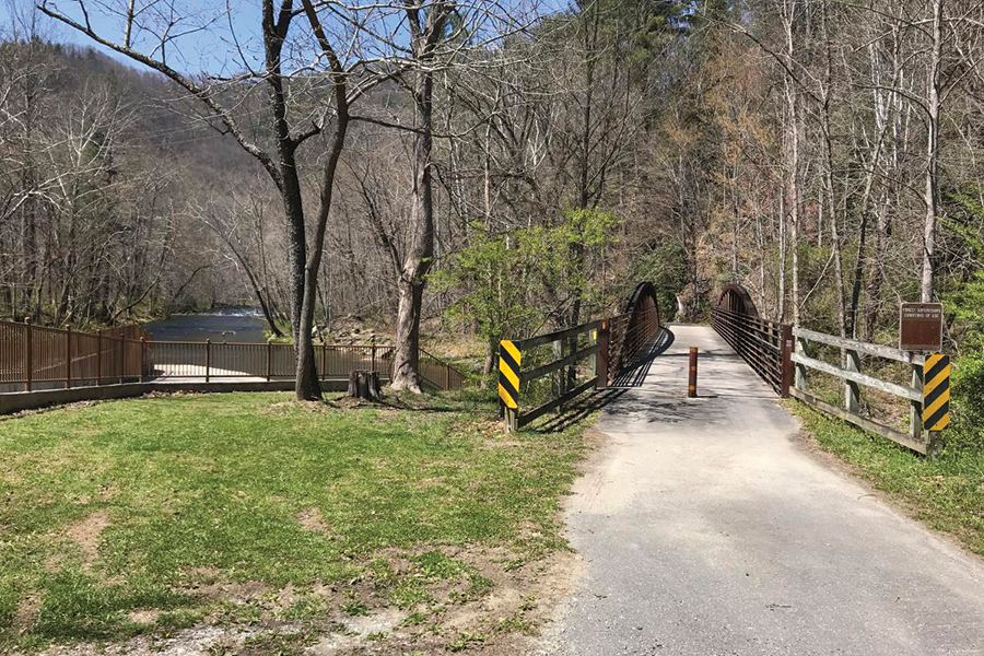 Nantahala Bikeway’s short length crosses a stretch of North Carolina’s Nantahala Gorge.