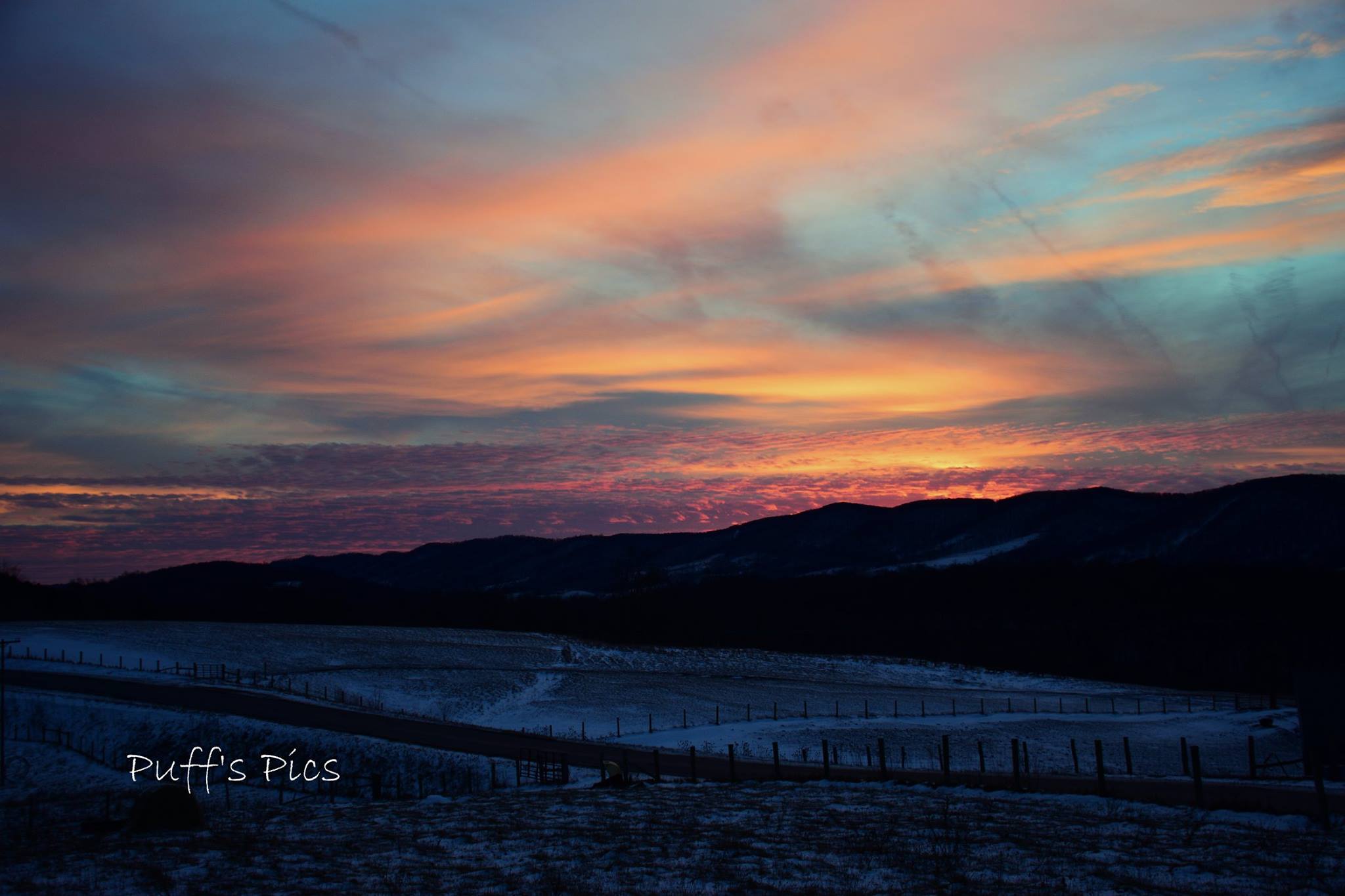 Evening sunset from our yard in Blue Grass, VA. Taken by Doug Puffenbarger
