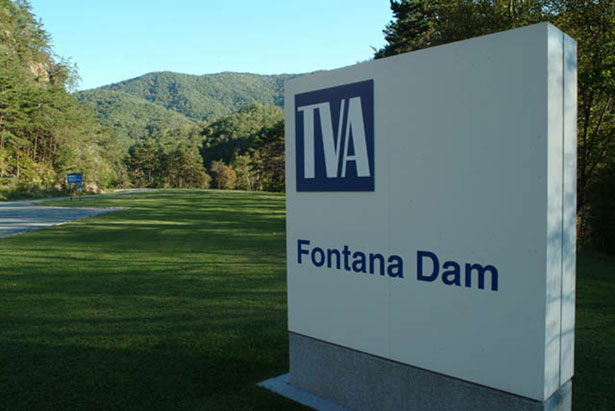 Tennessee Valley Authority has flooded more than 640,000 acres of land over the years with dams such as this one at Fontana Lake in North Carolina.