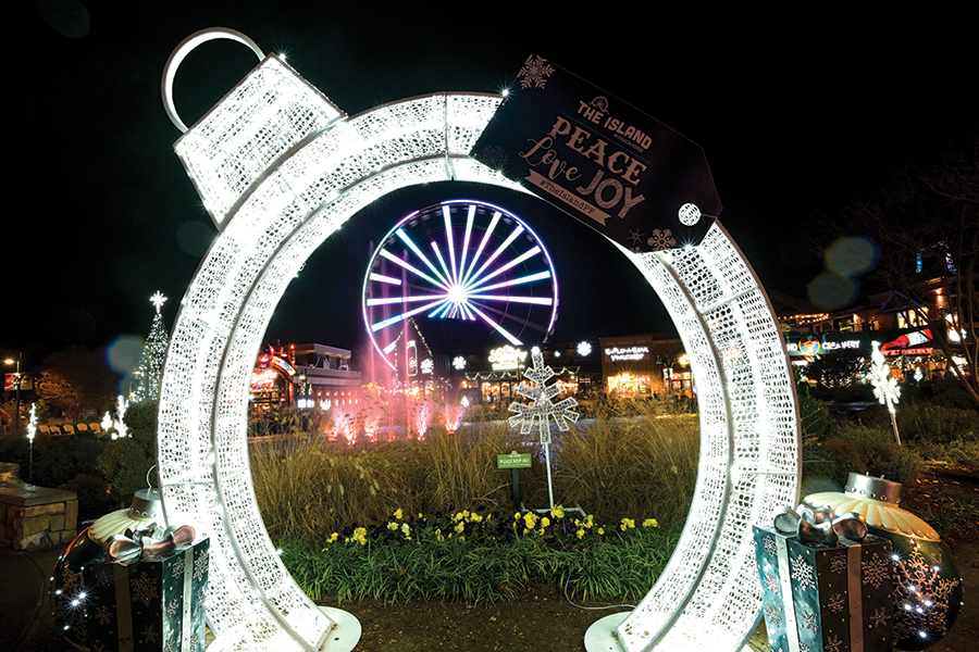 The Smoky Mountains dazzle with the holiday lights in Pigeon Forge, Tennessee.