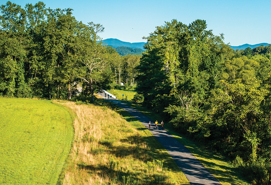 The Ecusta Trail’s first section connects Hendersonville with Horse Shoe, North Carolina.