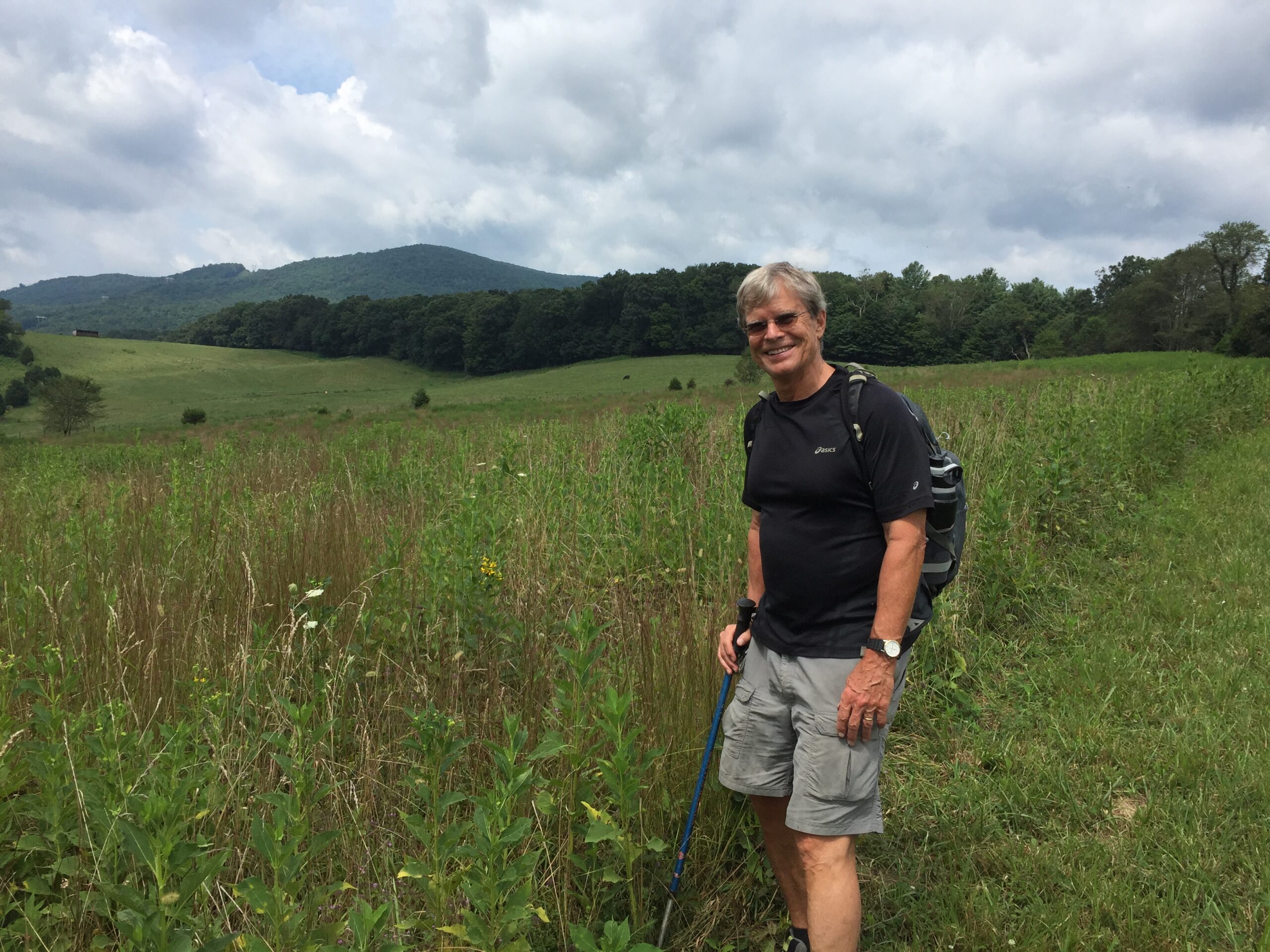 On the way up to Kelly Knob (a couple of rises beyond the one on the horizon), August 10.