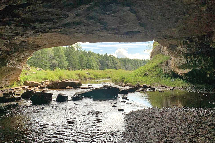 The Sinks of Gandy follow the creek of the same name for about 100 feet through the mountain.