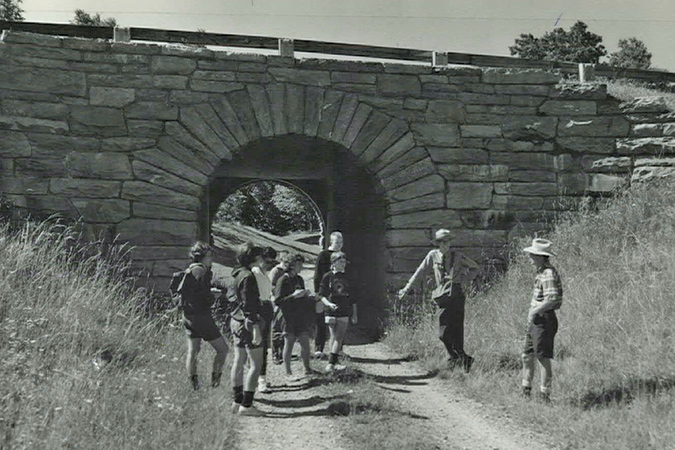 Flat Top Road at Cone Park passes beneath the Blue Ridge Parkway.