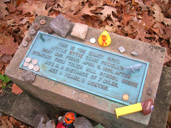 Hikers often leave gifts at the Ottie Cline Powell memorial along the Appalachian Trail