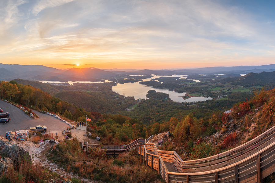 Hiawassee, Georgia’s Bell Mountain Park overlooks the beautiful Lake Chatuge.