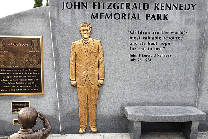 Young John-John salutes his father at Morgantown’s JFK Memorial.