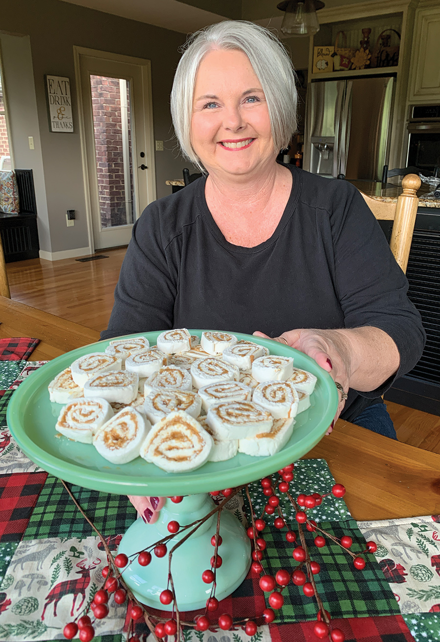 Carla Barger Spivey makes 15 to 20 batches of peanut butter pinwheels every holiday season.