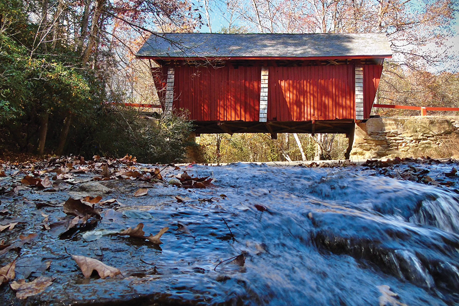 Campbell’s Covered Bridge is 30 minutes from Travelers Rest.